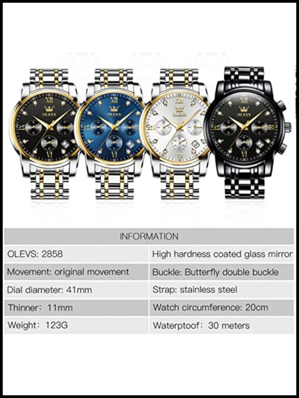 Men's Stainless Steel Quartz Analog Watch Waterproof Business Casual